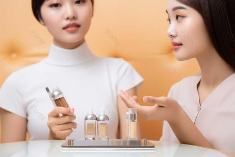 美容院美容师为顾客推销产品,高清,摄影图,摄影图片,图片大全,摄影图免费下载